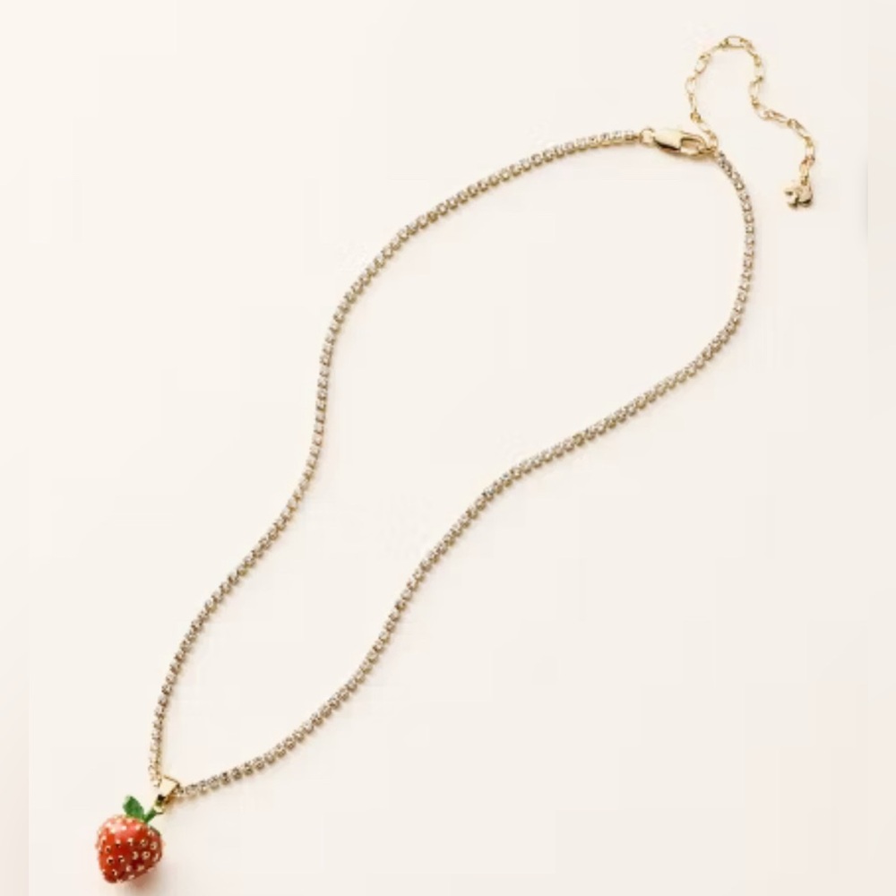 Strawberry Charm Tennis Necklace NWT